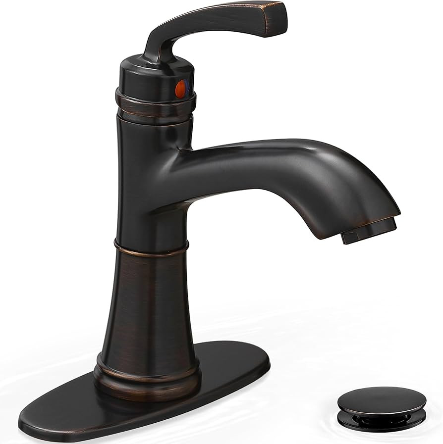 Brass One Hole Bathroom Faucet, 4 Inch Oil Rubbed Bronze Bathroom Faucets 3 Hole, Bathroom Sink F... | Amazon (US)