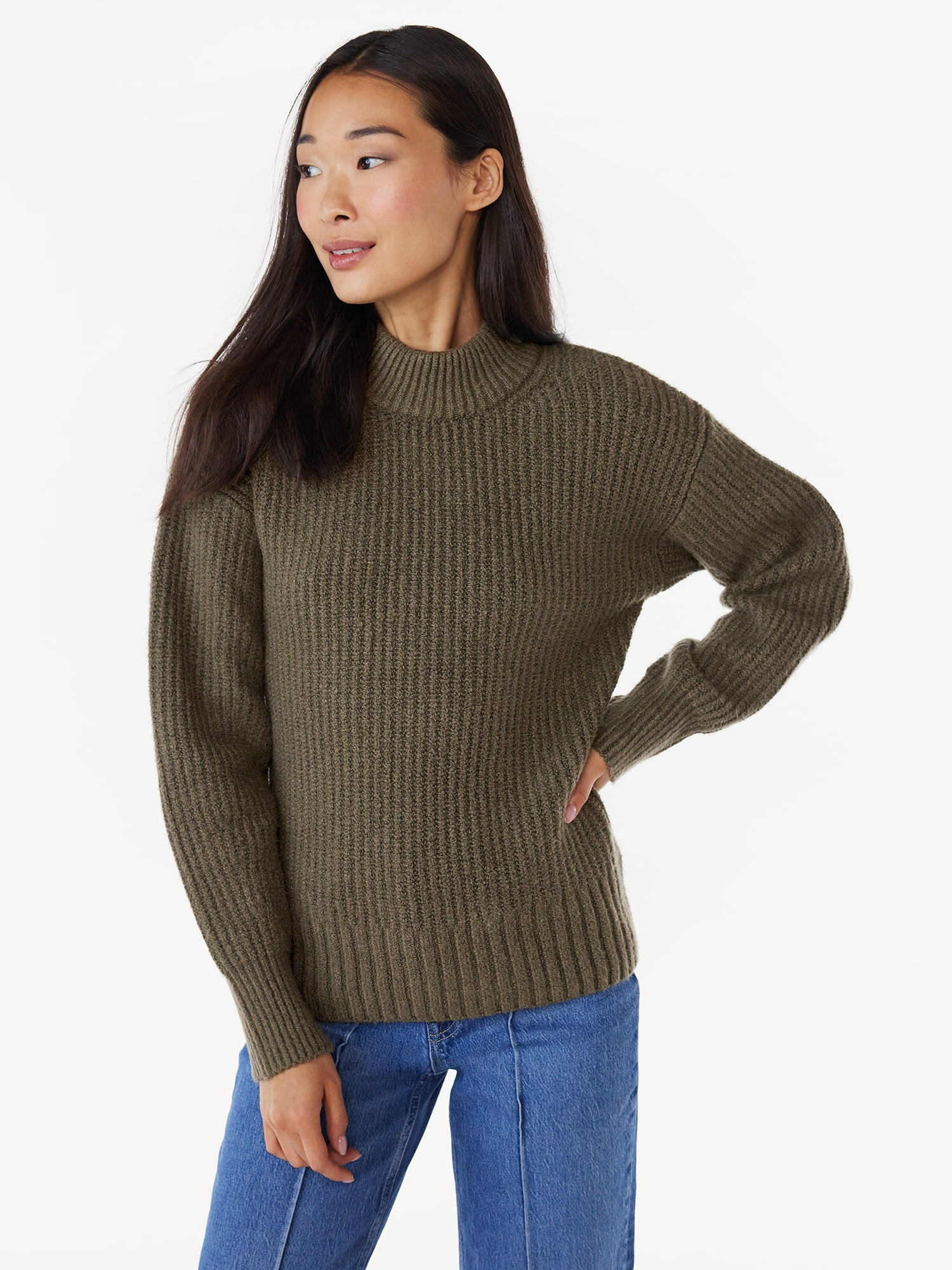 Free Assembly LS Mockneck Sculptural Sweater | Walmart (US)