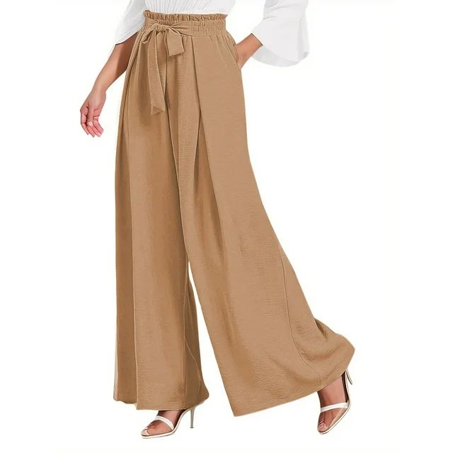 Fantaslook Womens Wide Leg Lounge Pants with Pockets High Waisted Adjustable Tie Knot Loose Casua... | Walmart (US)