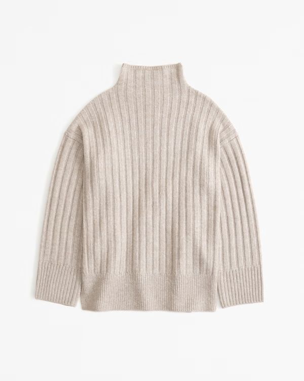 Women's Long-Length Ribbed Funnel Neck Sweater | Women's New Arrivals | Abercrombie.com | Abercrombie & Fitch (US)