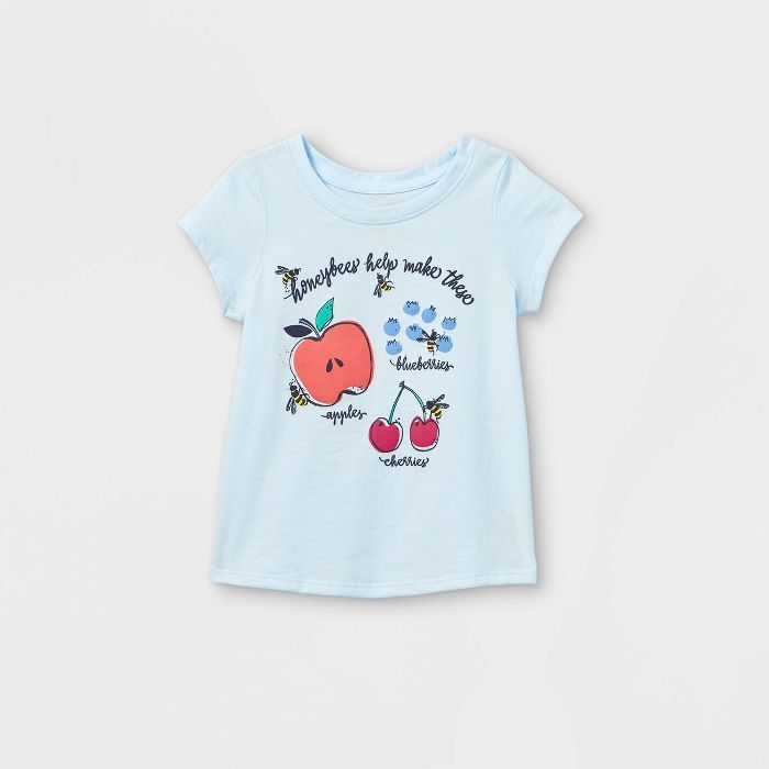 Toddler Girls' 'Honeybees Make These' Short Sleeve T-Shirt - Cat & Jack™ Light Blue | Target