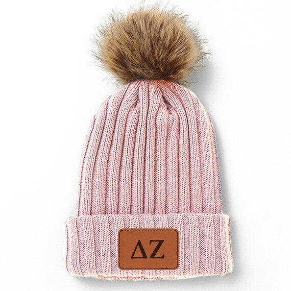 Delta Zeta Pom Pom Beanie Hat - Etsy | Etsy (US)