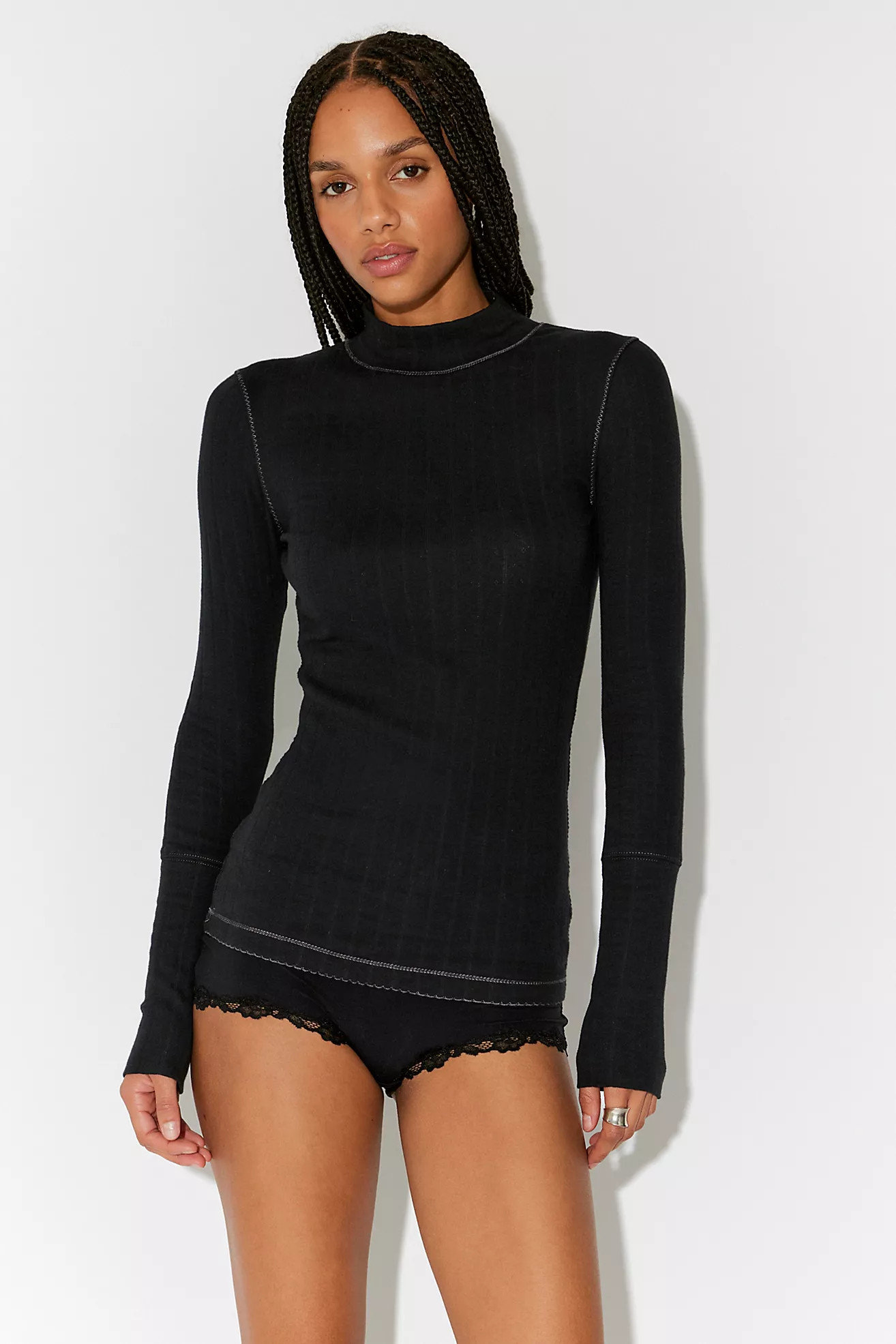 End Game Pointelle Mock Neck Long Sleeve | Free People (Global - UK&FR Excluded)