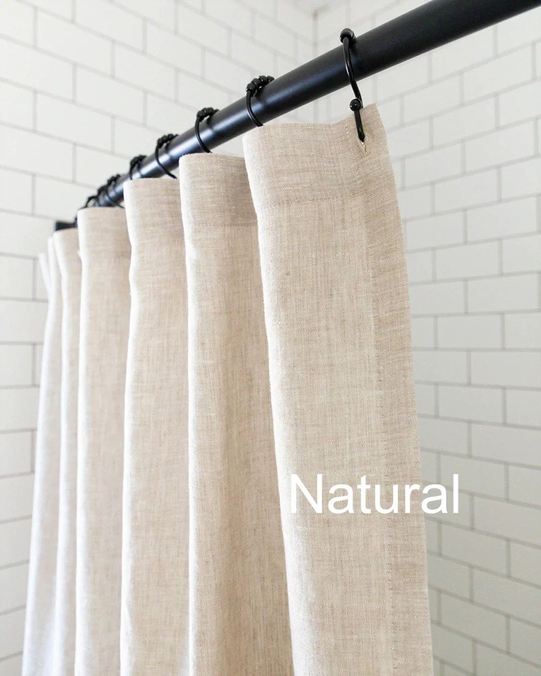Linen Shower Curtain, Bathroom Curtain Panel, White, Cream, Ivory, Gray, Natural Colors, Flax Cus... | Etsy (US)