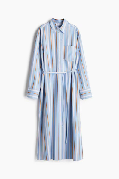 H & M - Blusenkleid mit Bindegürtel - Blau - Damen | H&M (DE, AT, CH, NL, FI)
