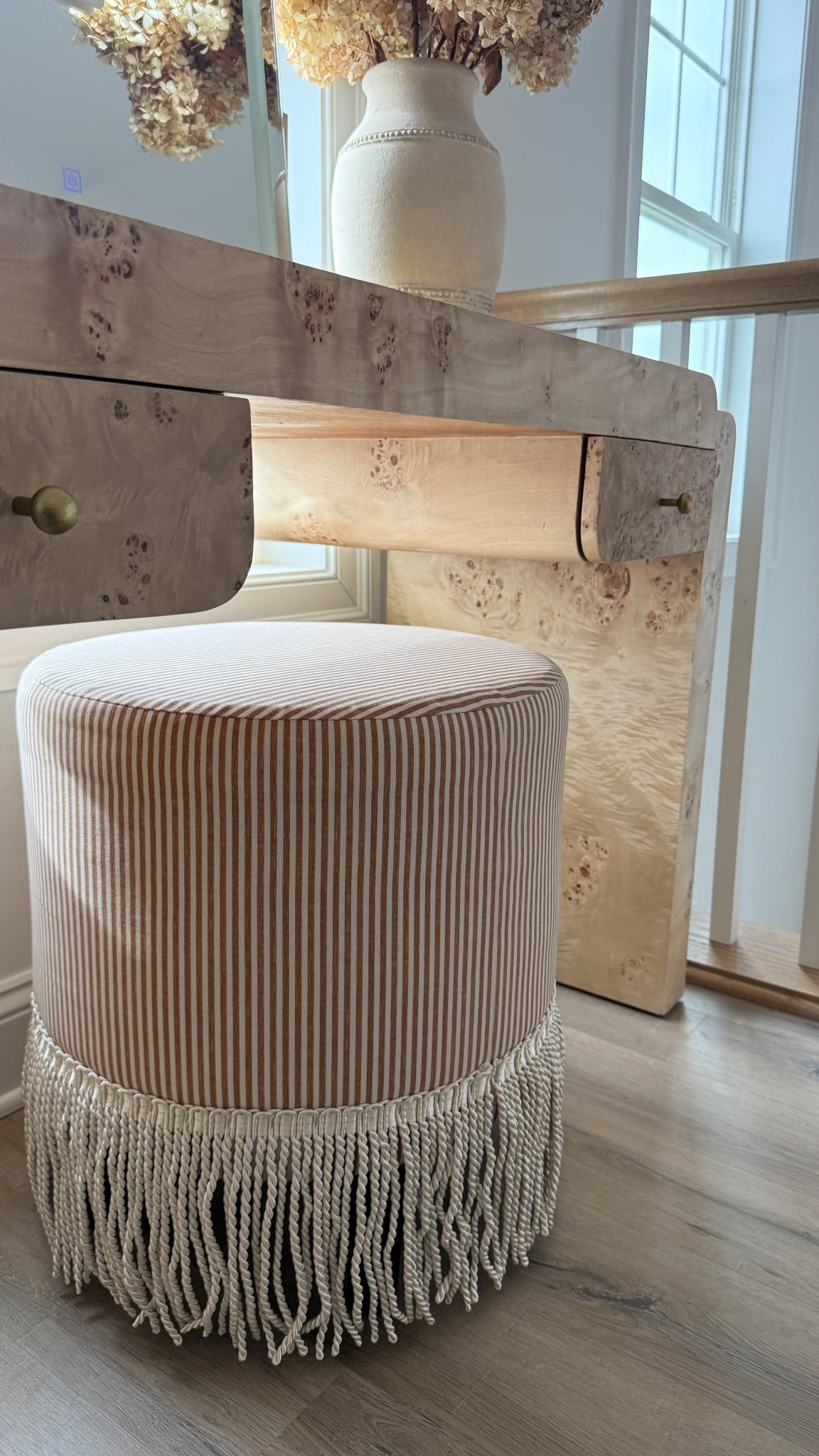 Love my few fringe stool for my burl wood vanity  

#LTKdayinmylife #LTKootd #LTKHome