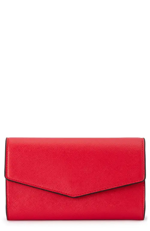 Olga Berg Nic Faux Leather Clutch in Red at Nordstrom | Nordstrom