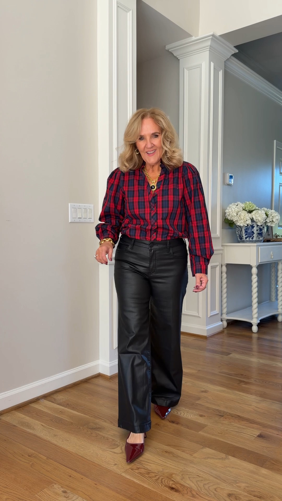 Avara new arrivals! Some even for holiday. 15% off 1 order with code NANETTE15
Coated denim I sized down to a 6 
Other jeans size 8 and they’re a bit slouchy but super flattering 
Tops sweaters and skirt size medium 

Holiday outfit ideas red sweater festive outfits Thanksgiving outfit brown jeans