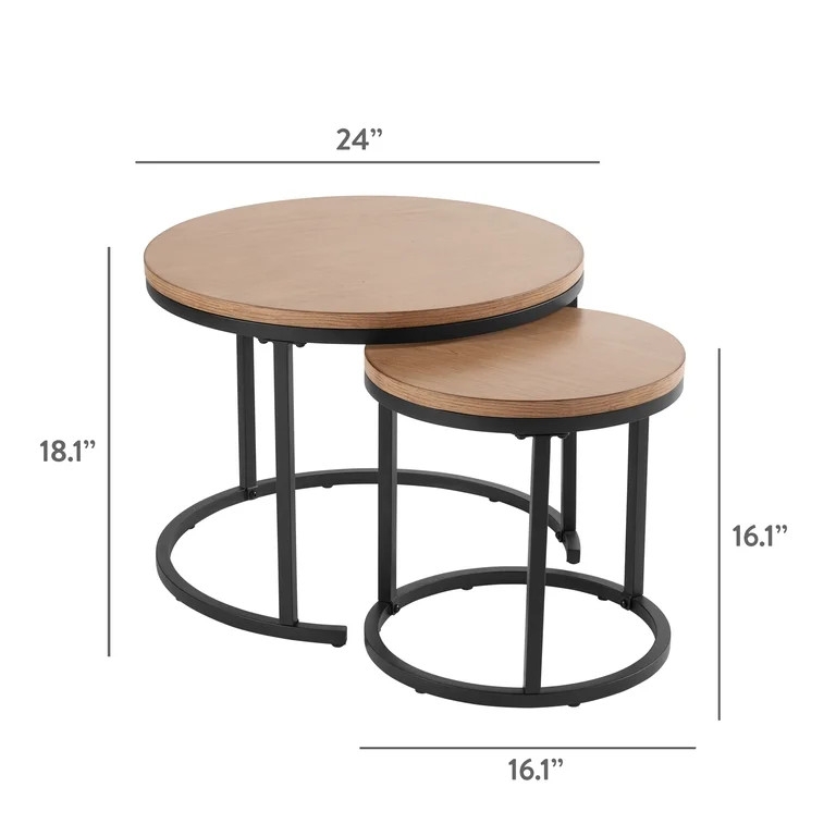 Better Homes & Gardens Marlow Outdoor 2pk Patio Nesting Tables, Black | Walmart (US)