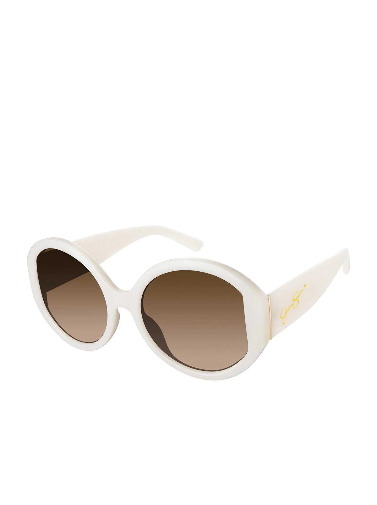 Oversized Round Sunglasses in Cream | Jessica Simpson E Commerce