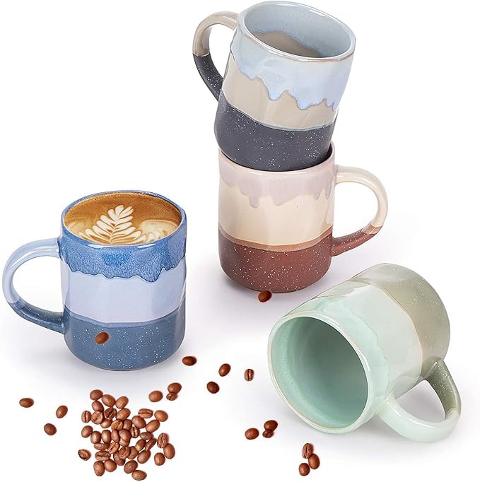 Cutiset 15 Ounce Ceramic Lava Mugs, Unique Glazed Microwave Safe and Oven Safe Coffee Mug Set of ... | Amazon (US)