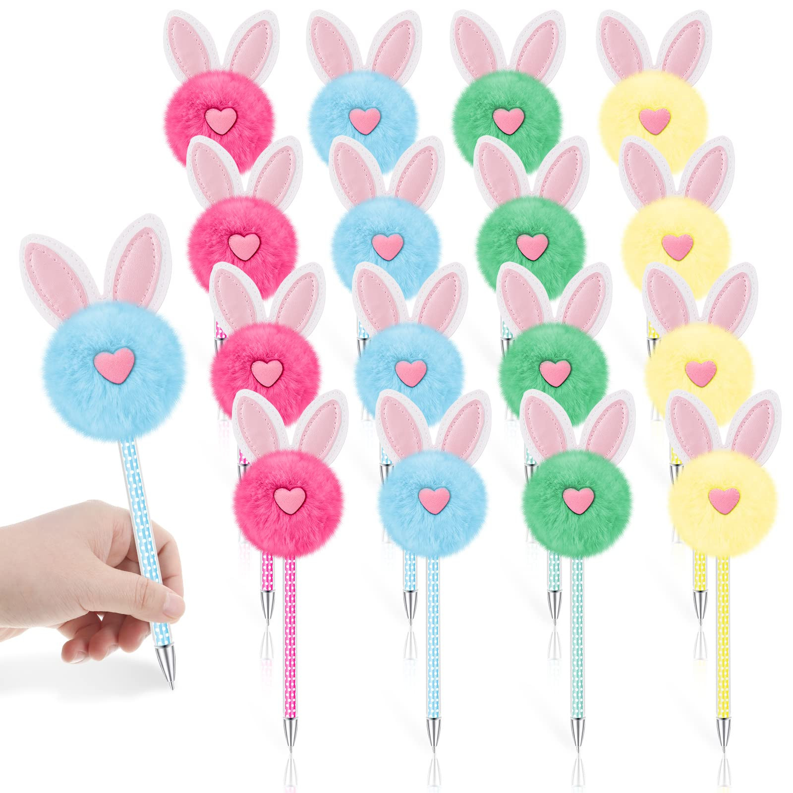 16 Pcs Pom Pom Fluffy Pen Cute Bunny Pen Fur Fuzzy Pen Colorful Novelty Pen Black Ink Easter Pens... | Amazon (US)