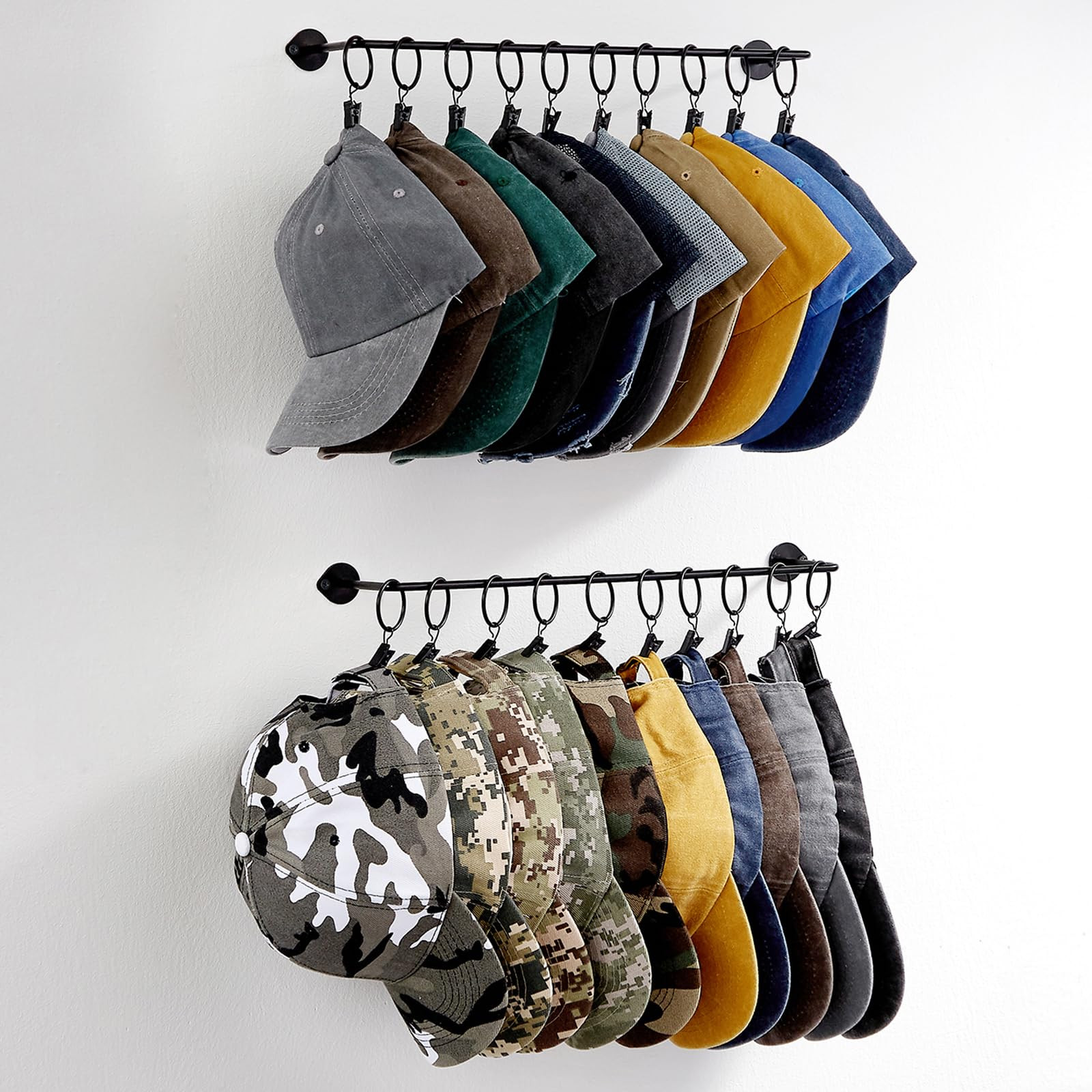 Viklluyr Hat Rack for Baseball Cap Hat Storage with 20 Hooks - Modern Metal Hat Organizer Wall Mo... | Amazon (US)