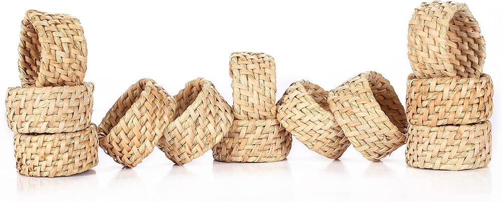 Napkin Rings Set of 12, Rattan Napkin Holders, Serviette Rings Bulk for Party Decoration, Dinning... | Amazon (US)