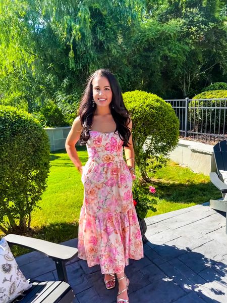 Under $20 amazon floral maxi dress (small), doesn’t ship prime but arrived in about a week! Really good quality! Under $10 amazon pearl drop earrings, $35 target gold heels (tts)--a perfect bridal shower or baby shower spring dress #founditonamazon  

#LTKWedding #LTKFindsUnder50 #LTKSaleAlert