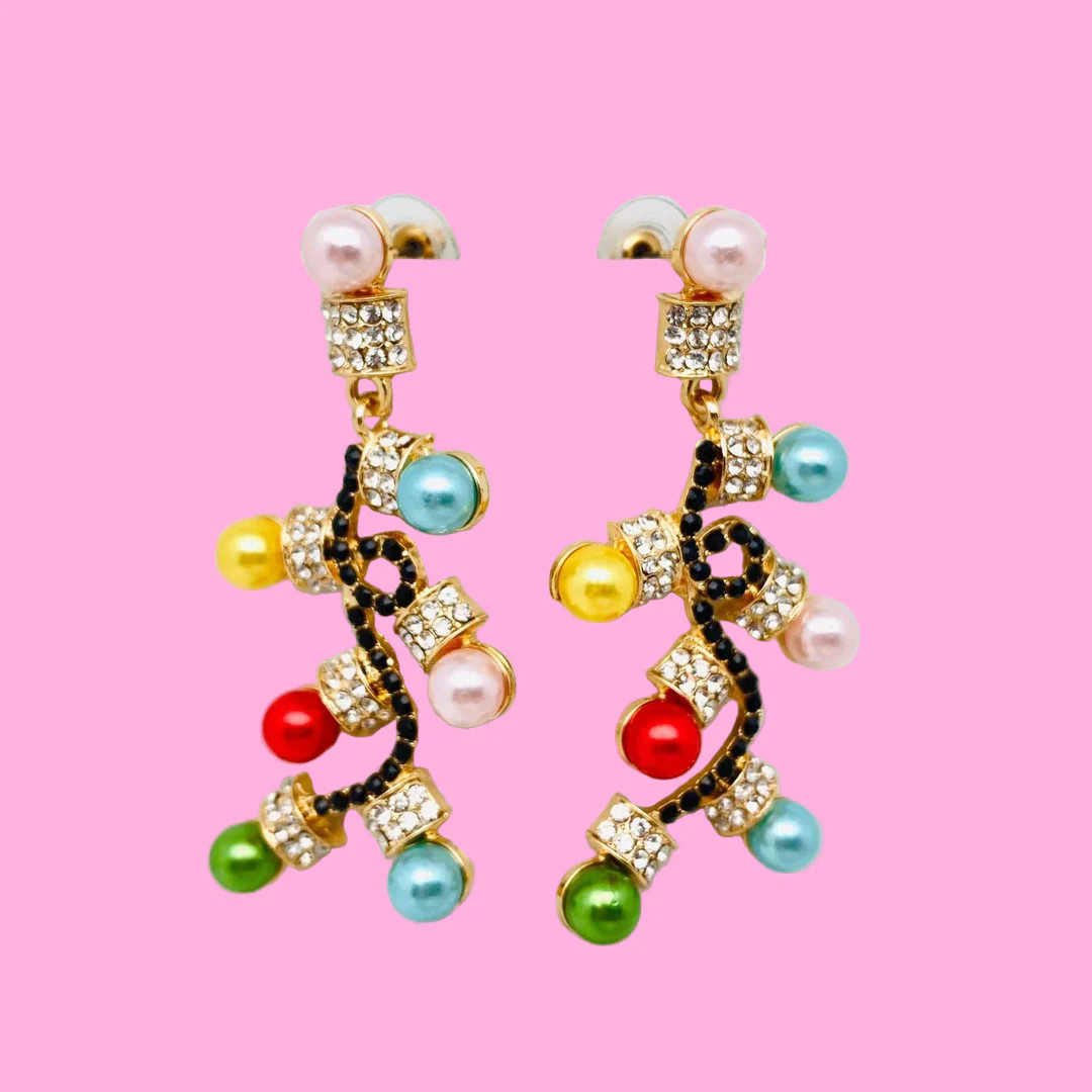 Rhinestone Colored Light Earrings | Teggy French