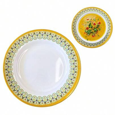 Prato Fundo De Melamina Borda Decorada 23cm Restaurantes | SHEIN