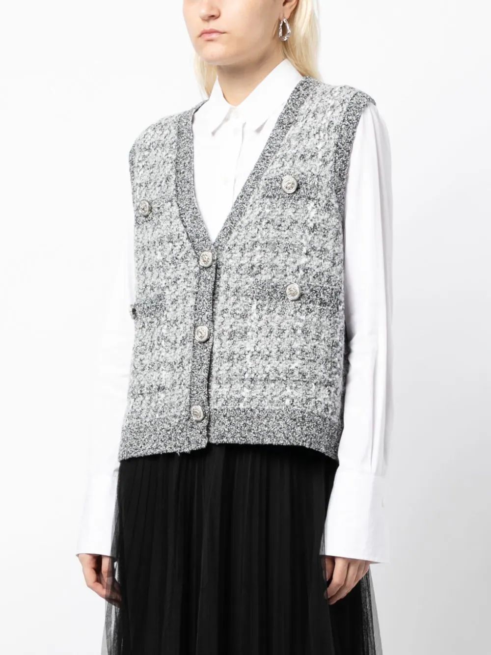 V-neck tweed vest | Farfetch Global