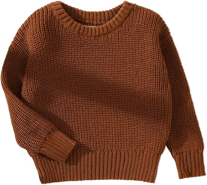 PATPAT Baby Girls Boys Sweater Infant Toddler Knitted Pullover Top Warm Solid Long Sleeve Clothes | Amazon (US)