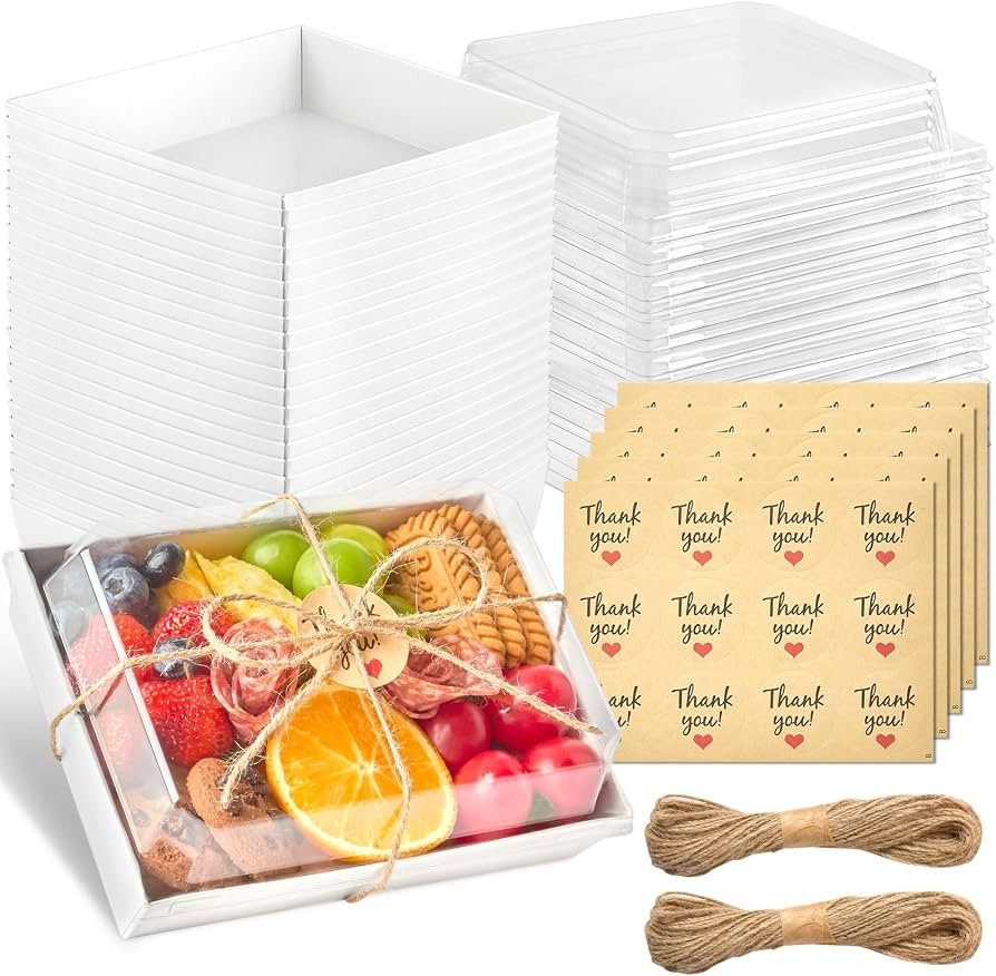 Kucoele 7 x 5 Inches Charcuterie Boxes with Clear Lids, 50 Pack Disposable Bakery Boxes Dessert B... | Amazon (US)
