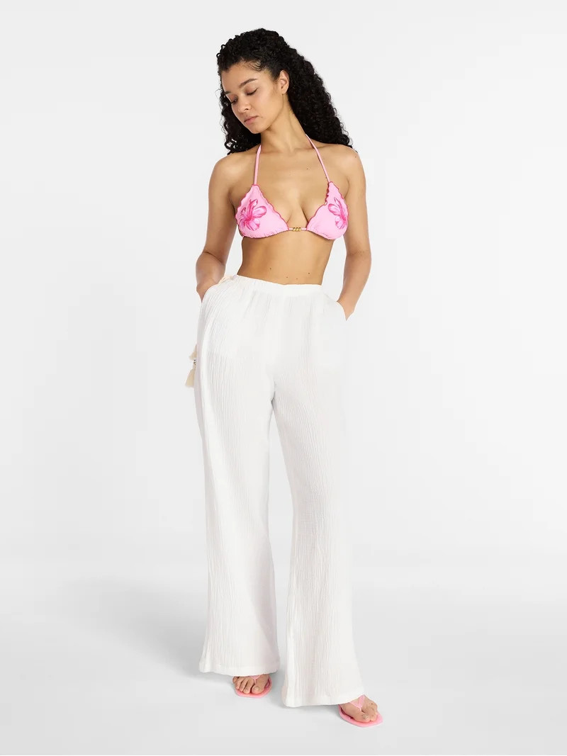 No Boundaries Side Tie Gauze Beach Pants, Women's XXS-XXL | Walmart (US)