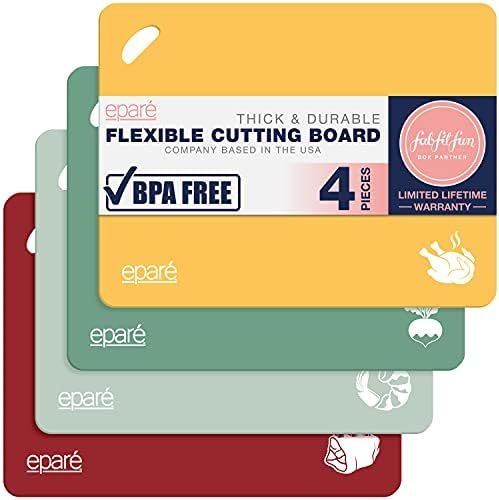 Flexible Plastic Cutting Boards for Kitchen - Set of Large Chopping Mats for Cooking – Non Slip Kitc | Amazon (US)