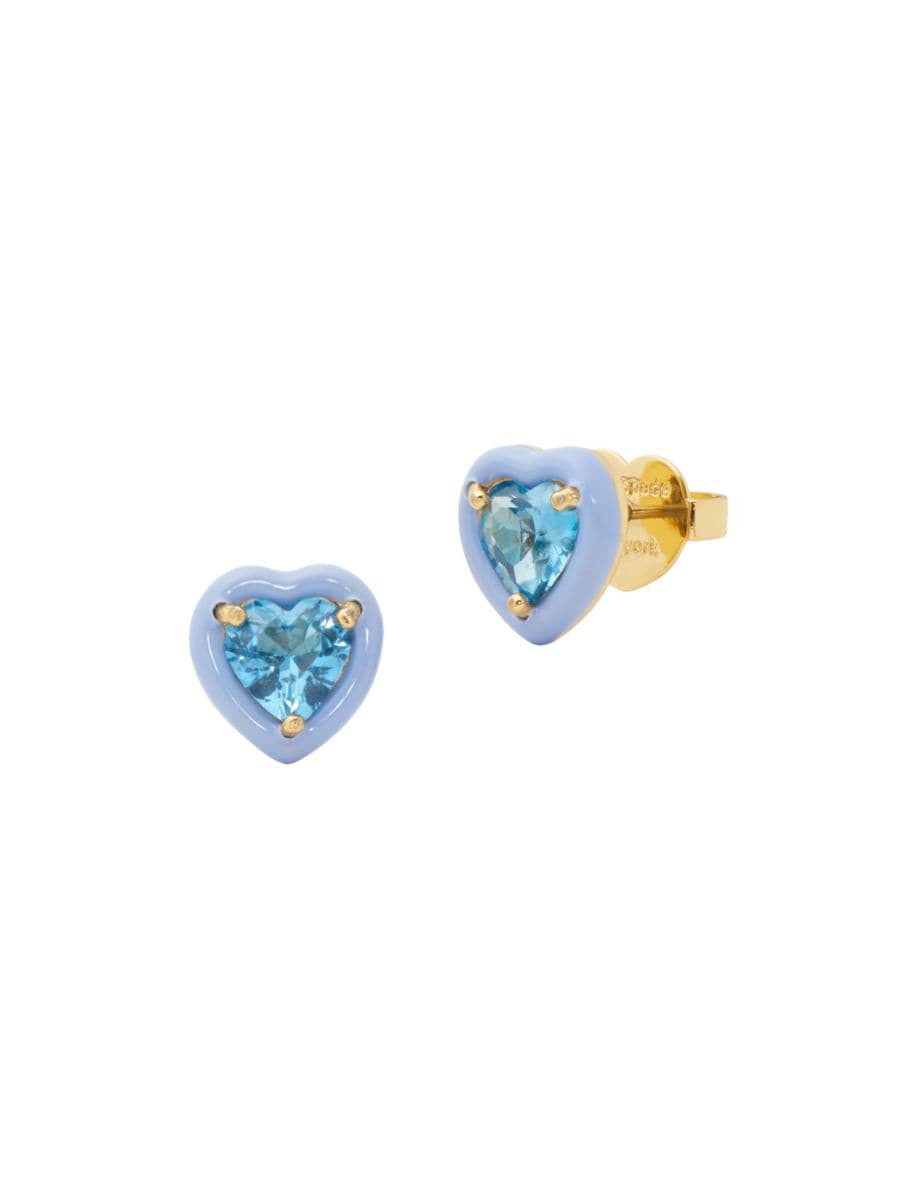 Goldtone, Cubic Zirconia & Enamel Heart Stud Earrings | Saks Fifth Avenue