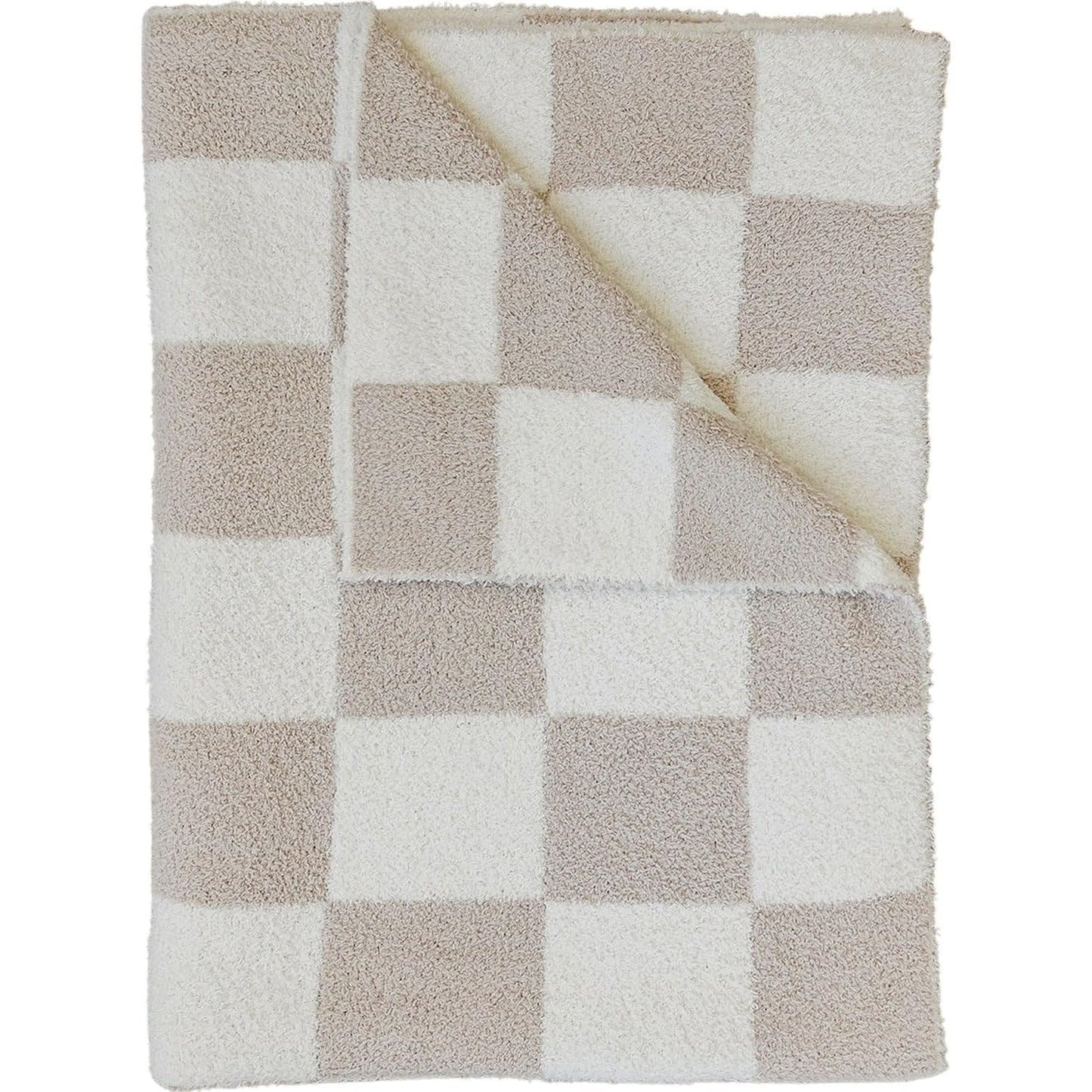 Mebie Baby Taupe Checkered Plush Lovey Blanket 15x20 - Soft, Lightweight, Breathable | Available ... | Amazon (US)