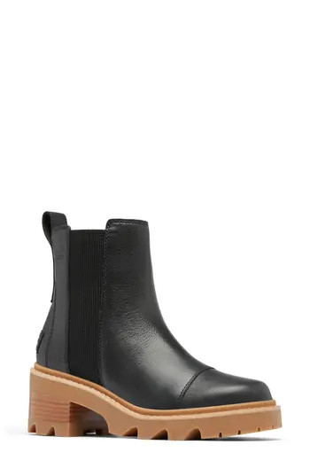 SOREL Joan Now Waterproof Chelsea Boot in Black/Gum at Nordstrom Rack, Size 5 | Nordstrom Rack