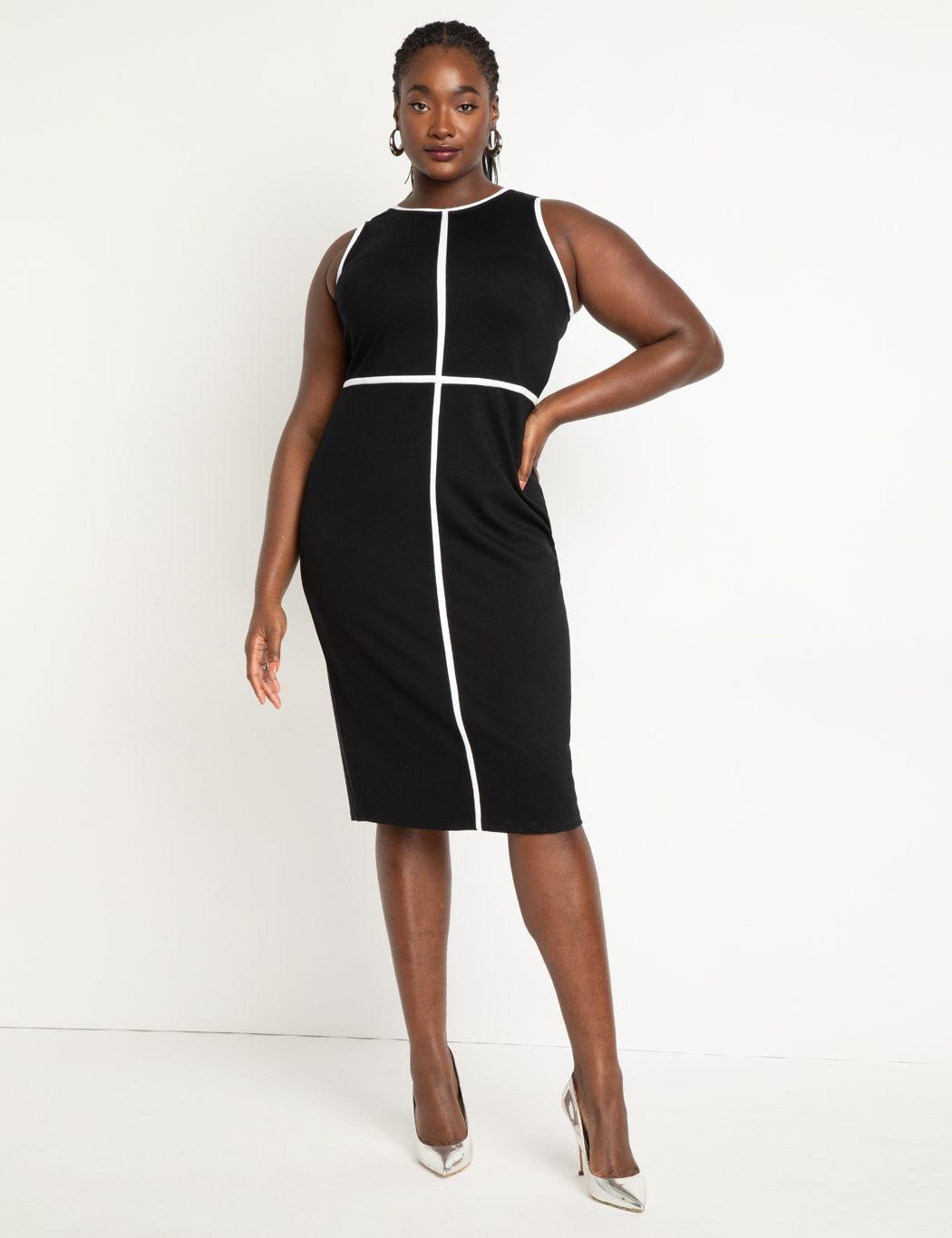 Sleeveless Piped Workwear Dress | Eloquii