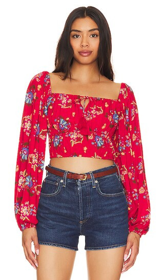 Solstice Cropped Blouse in Salsa | Revolve Clothing (Global)
