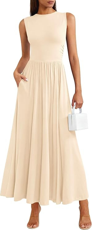 PRETTYGARDEN Summer Maxi Dresses for Women 2026 Sleeveless A Line Flowy Long Casual Sundress Wedd... | Amazon (US)