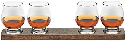 Libbey Signature Kentucky Bourbon Trail Whiskey Tasting Set, 4 Whiskey Glasses with Wood Paddle | Amazon (US)
