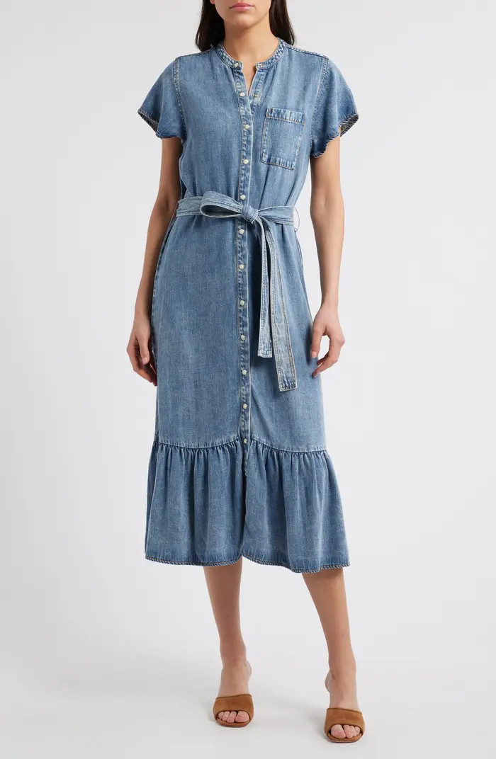 Rails Kahlo Ruffle Hem Denim Midi Dress | Nordstrom | Nordstrom