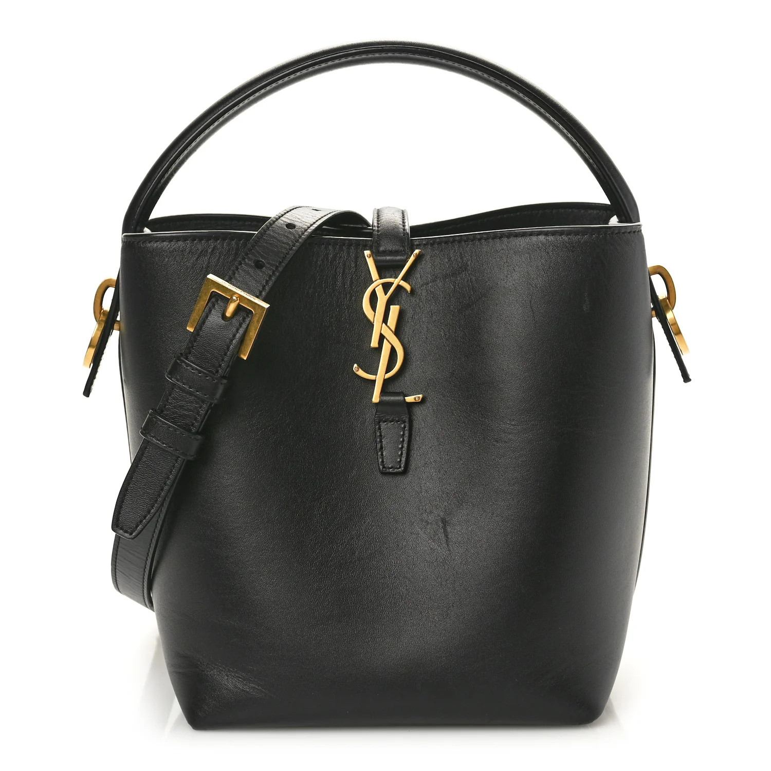 Shiny Calfskin Le 37 Mini Bucket Bag Black | FASHIONPHILE (US)