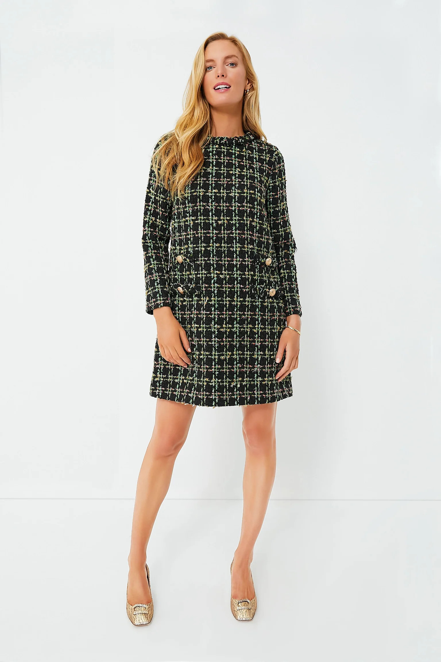 Holly Tinsel Tweed Long Sleeve Jackie Dress | Tuckernuck (US)