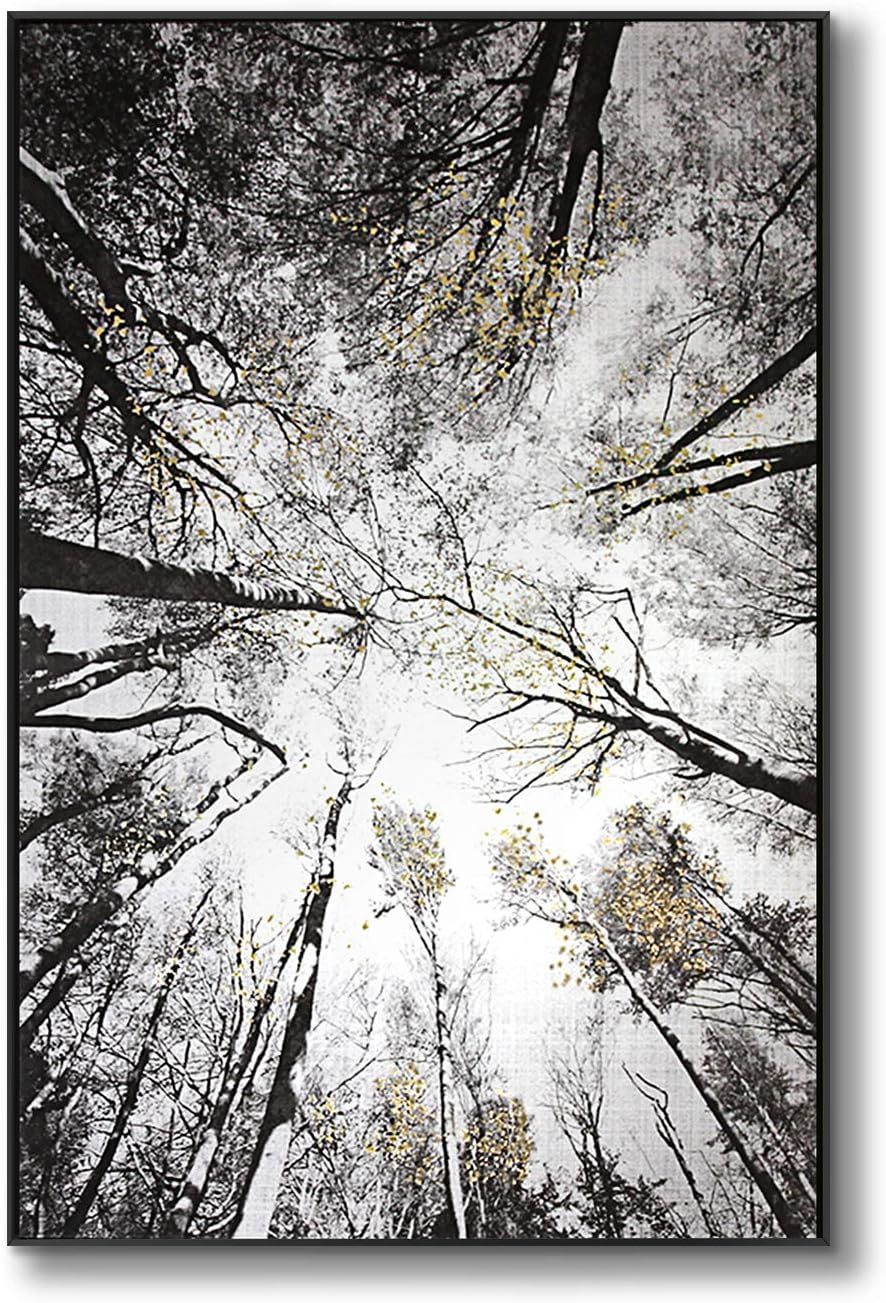 lamplig Forest Wall Art Large Grey Tree Pictures Black and White Gray Canvas Prints Hand Painted ... | Amazon (US)