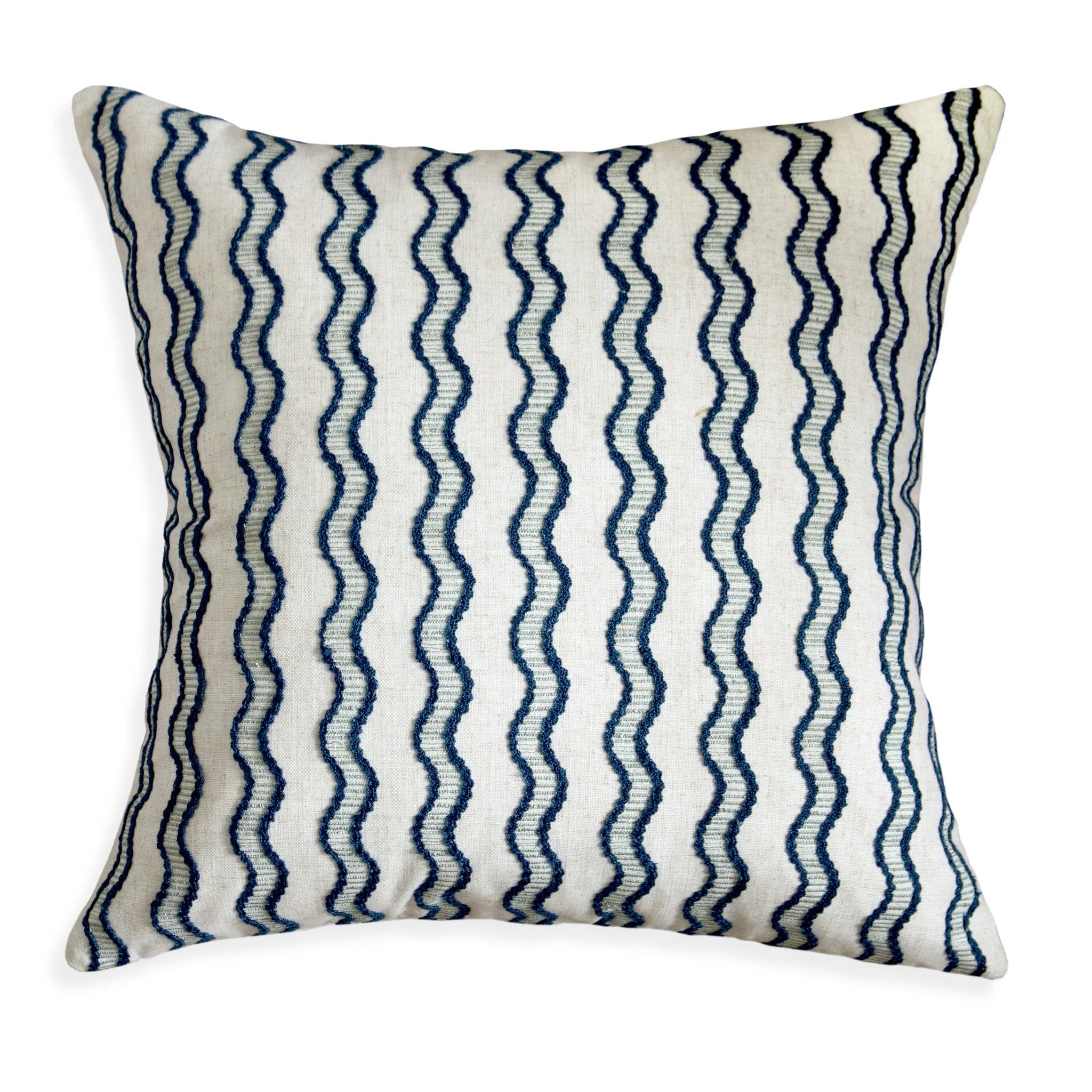 Custom Embroidered Wave Pillow with Trim Customization | Pepper