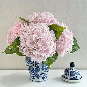 Pink Hydrangea Artificial Flower 3 PCS 21in Real Touch Large Hand Feel Moisturizing Latex Flower ... | Amazon (US)