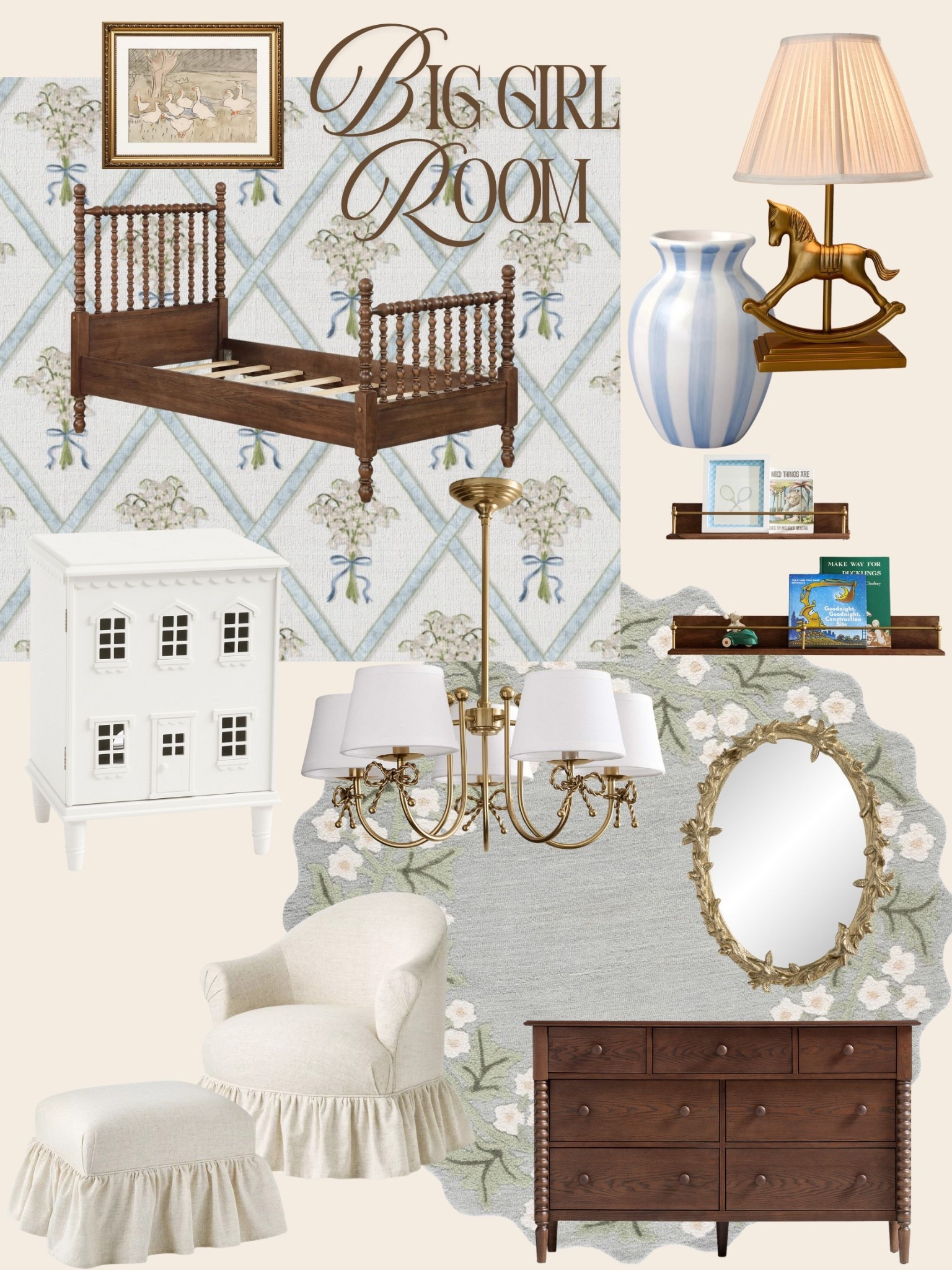 Big girl room design board. I’m working on our daughters rooms and love all the details that go into curating a new bedroom #interiorstyling #interiordesign #homedecor 

#LTKmomlife #LTKHome