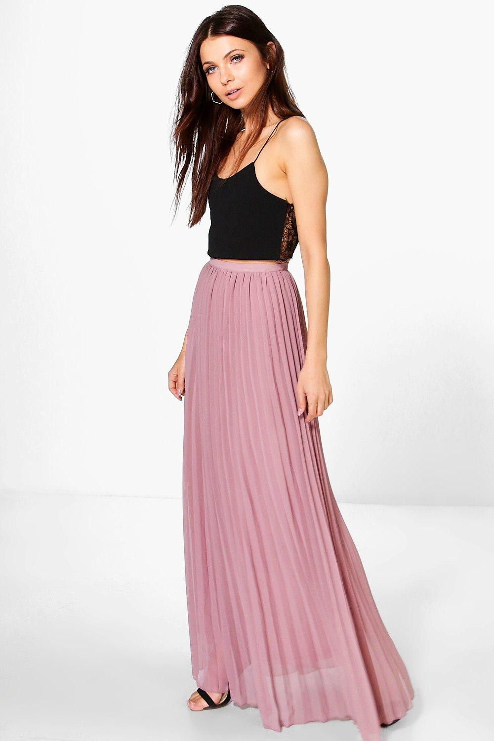 Womens Chiffon Pleated Maxi Skirt - Purple - 8 | Boohoo.com (US & CA)