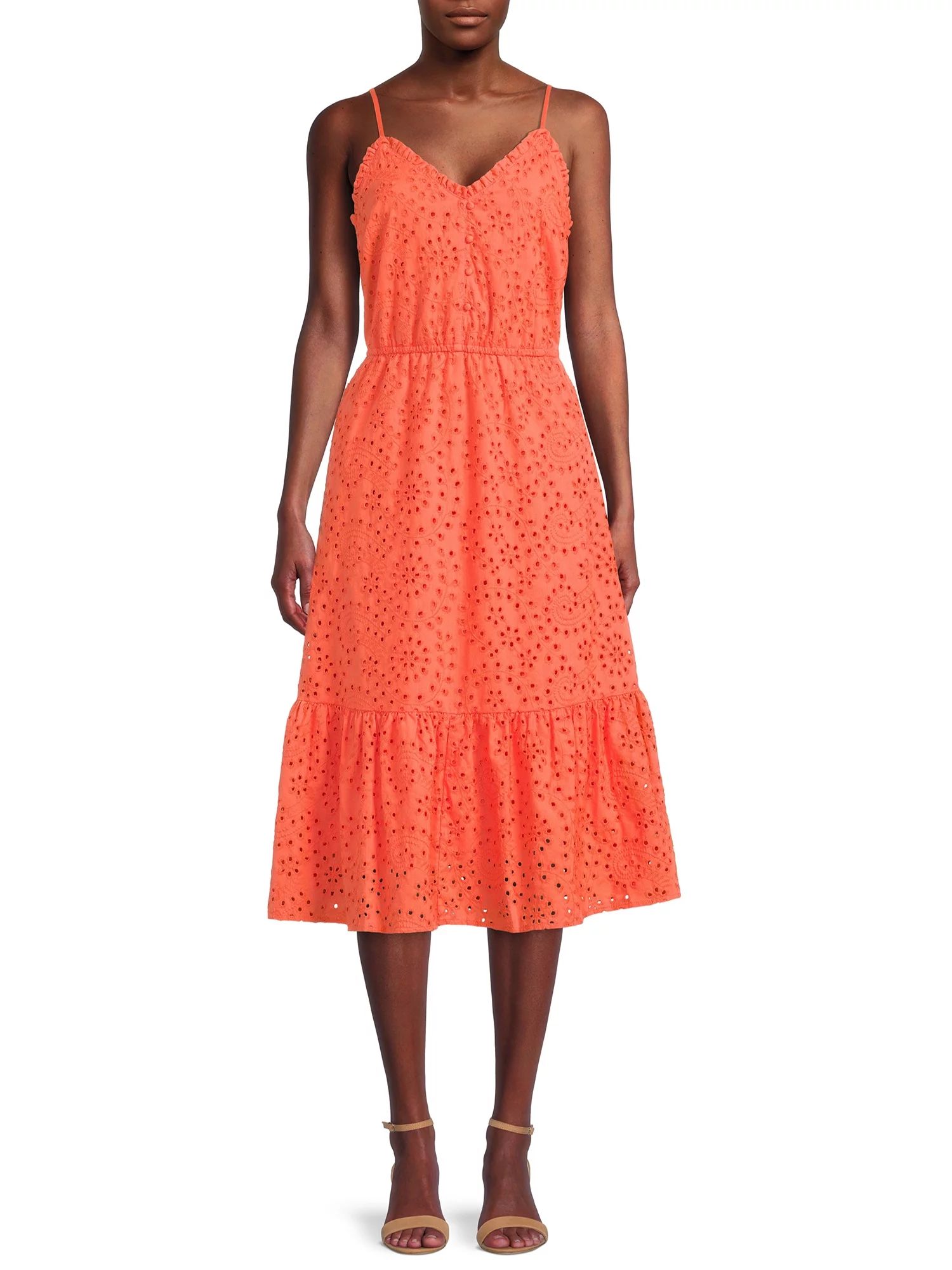 Time and Tru Women’s Tiered Midi Dress, Sizes XS-XXXL | Walmart (US)