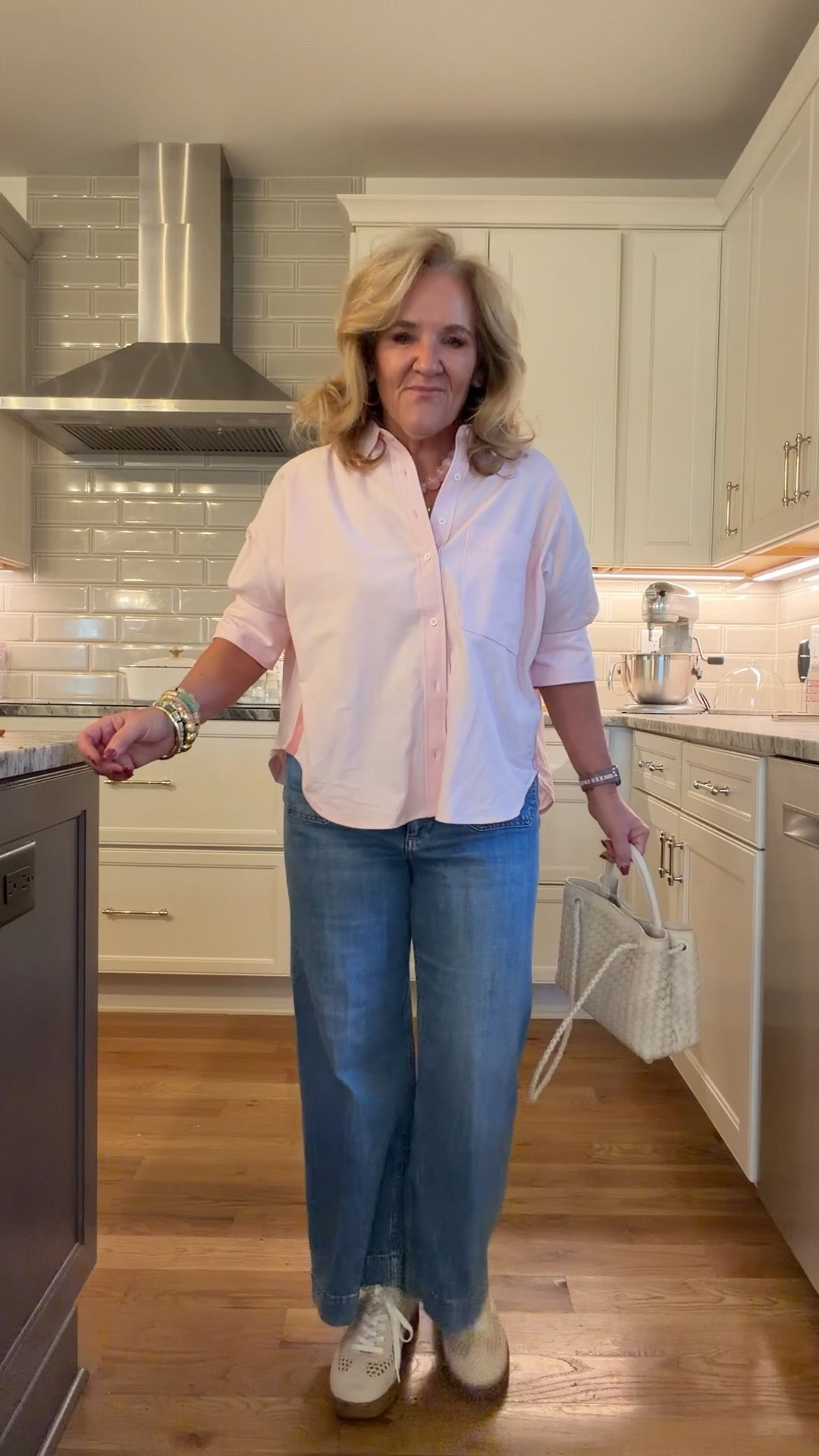 20% off Anthropologie with code NANETTE20 thru 3/9 
I love this blouse! Worthy of a second color. I also have blue. I do size down to a small 
Jeans size 29 reg 
Sneakers tts 
Allie Bess 20% off code NANETTE20 


#LTKOver40 #LTKPetite #LTKSaleAlert