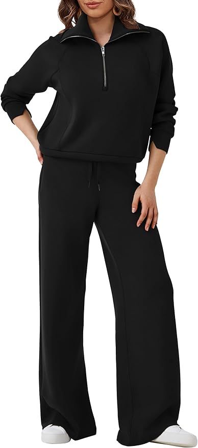 SuperPrity Women 2 Piece Outfits 2024 Fall Fashion Trendy Sweatsuit Oversized Sweatshirt Sweatpan... | Amazon (US)