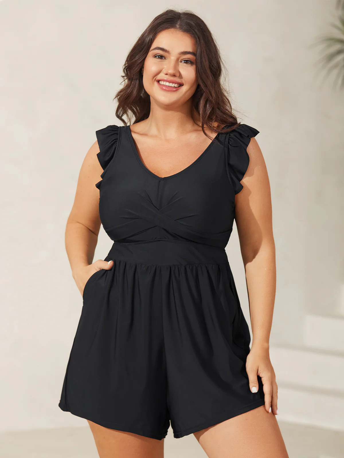 Twist Front Ruffled One-Piece Swimsuit | Bloomchic