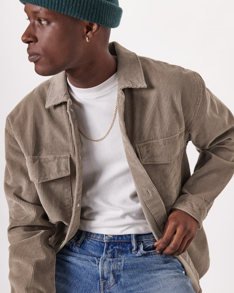 Men's Relaxed Corduroy Shirt Jacket | Men's Tops | Abercrombie.com | Abercrombie & Fitch (US)