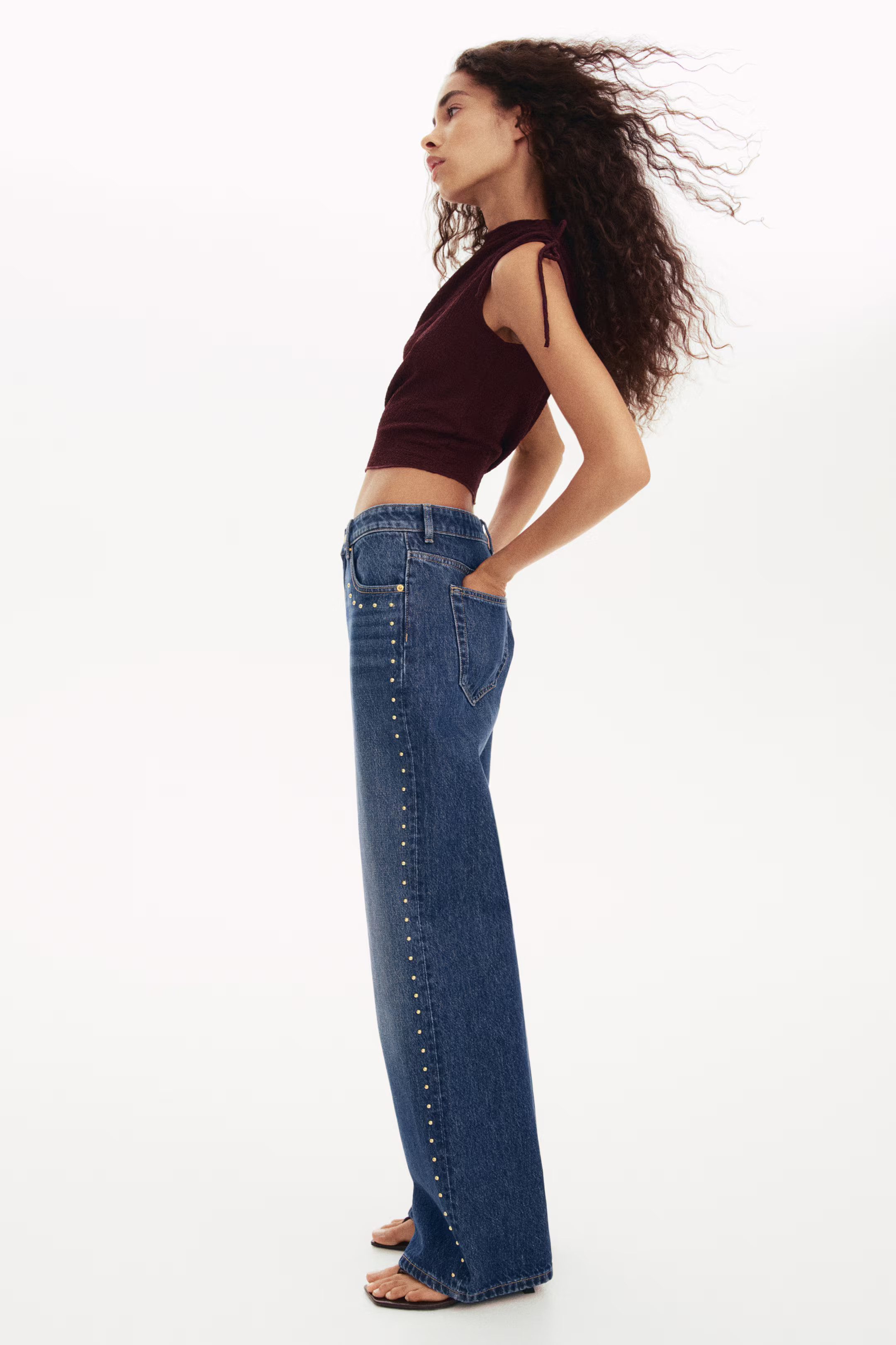 Wide High Studded Jeans | H&M (US + CA)