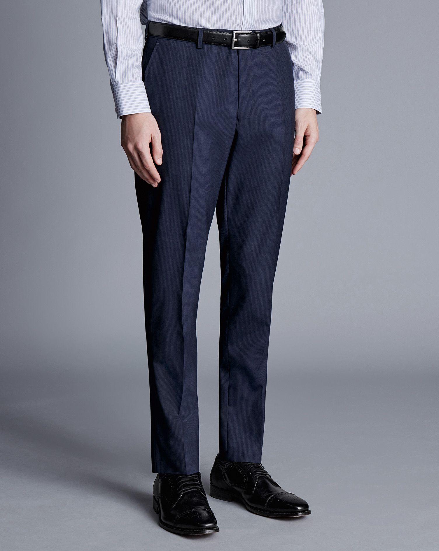 Men's Charles Tyrwhitt Stripe Suit Trousers - Navy Blue Size 34/34 Wool | Charles Tyrwhitt
