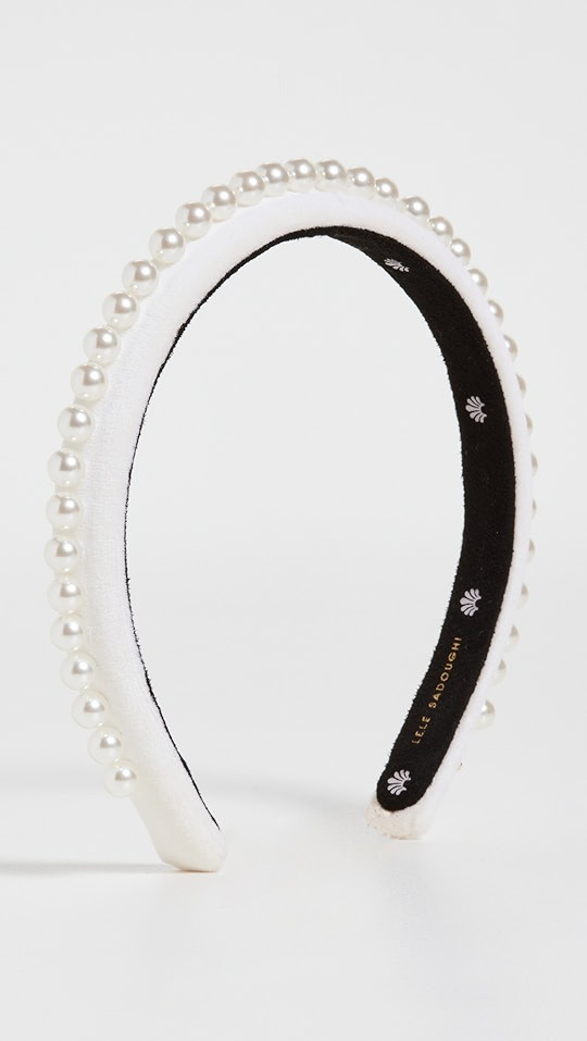 Lele Sadoughi Pearl Embellished Velvet Gigi Headband | SHOPBOP | Shopbop