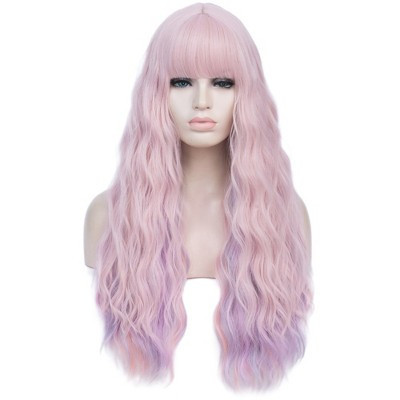 Unique Bargains Women's Curly Wigs 28" Pink Highlight with Wig Cap | Target